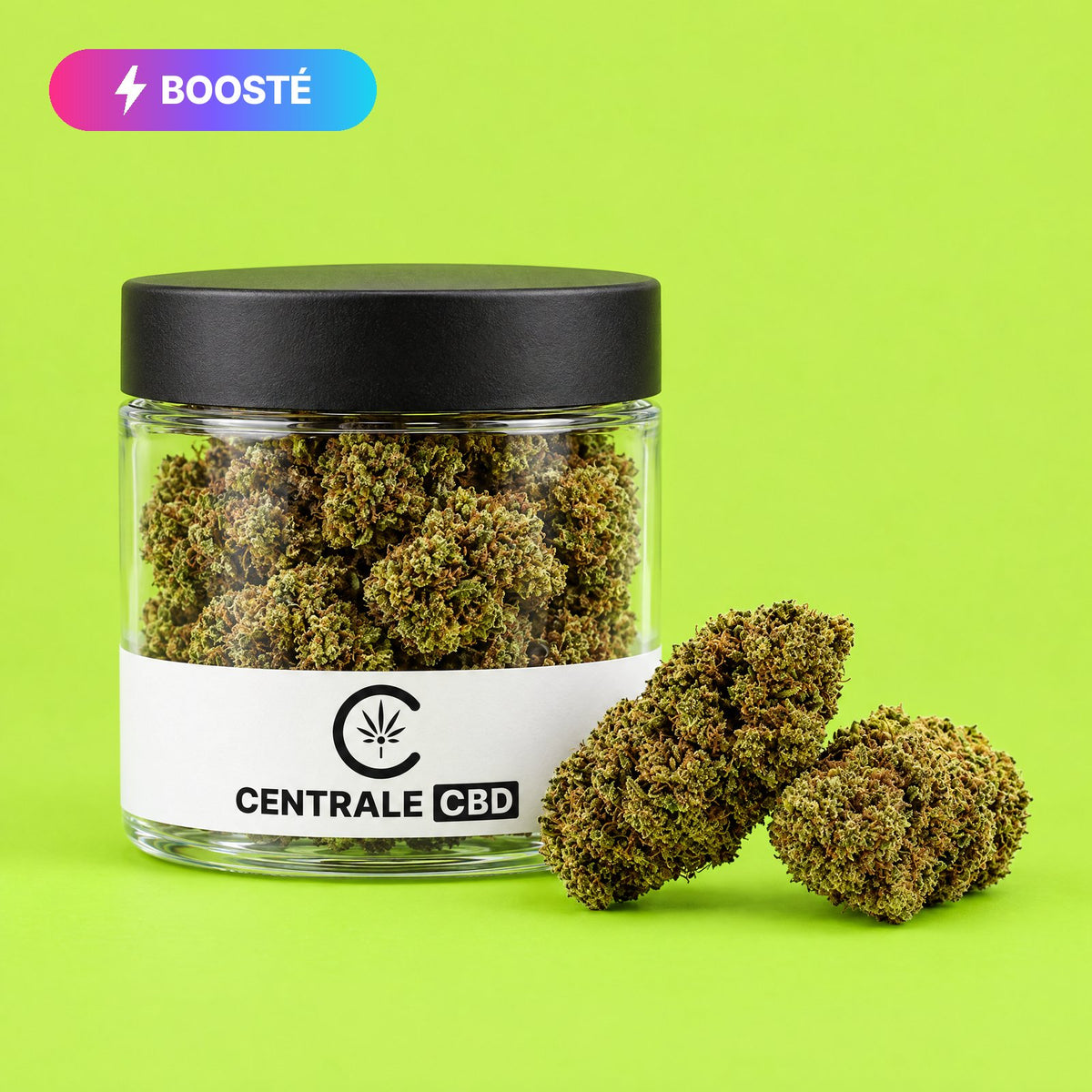 Fleurs – Strawberry – BOOSTÉE – 5 x 2,5 g · pot transparent